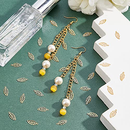 UNICRAFTALE about 120pcs Golden Leaf Charms Stainless Steel Leaf Pendants Metal Hollow Leaf Earring Charms Bracelet Pendants Clear-veined Leaf Charms for Necklace Jewelry Making Hole 1mm - Image 2