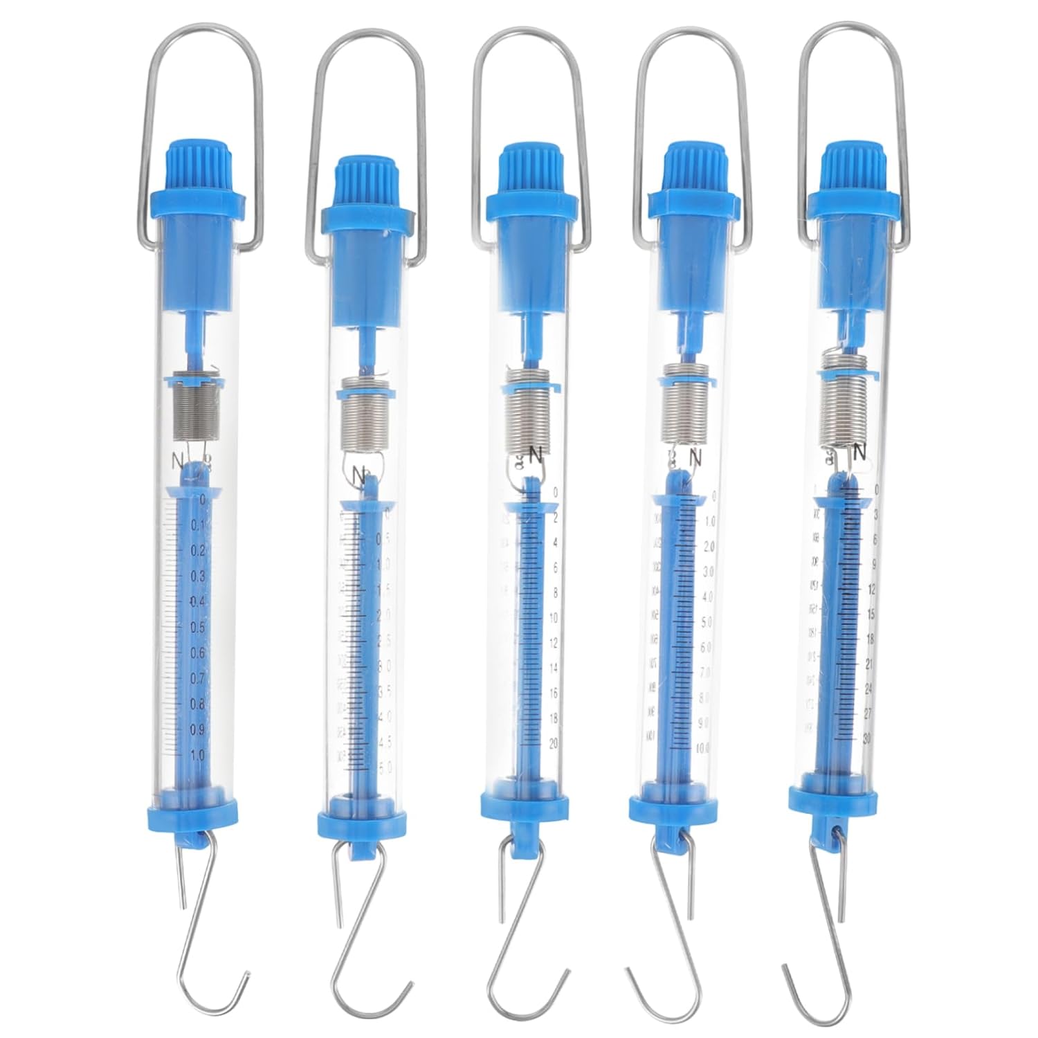 IMIKEYA 5pcs Spring Balance Hanging Tube Scales Dual Scale Newton Force Measuring Tools for Science Experiments Teaching Aids