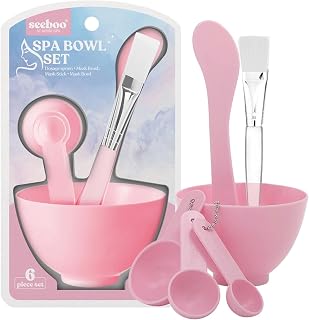 Facial Mask Spa Bowl Set with Measuring Spoons, Mask Stick and Mask Brush (6-Piece)