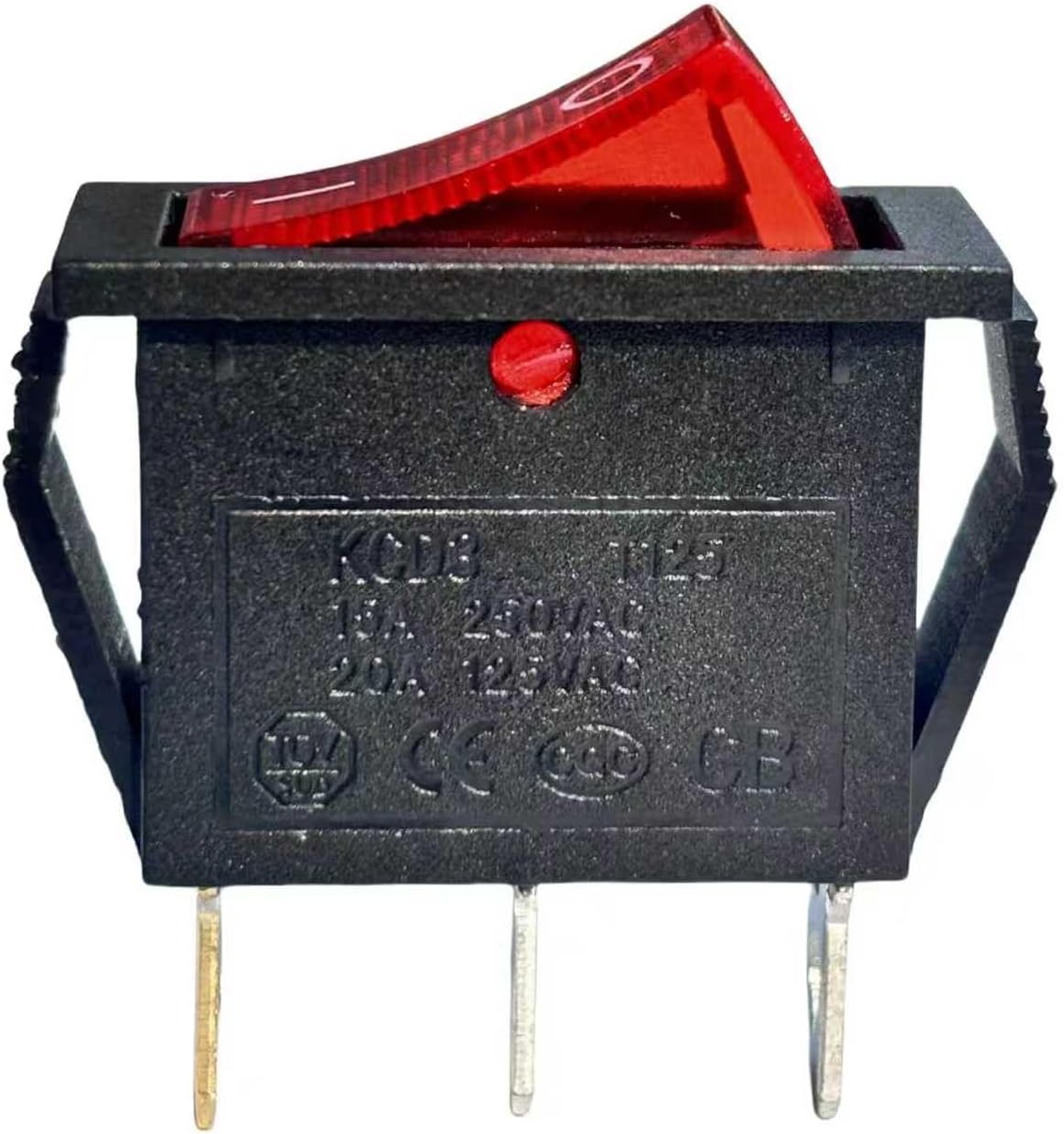 Cabagii Replacement 3 pin 2 Position Red Lighted Rocker Switch fits Desktop Grinder,Electric Fireplaces,Neon Lamp,Household appliances,Lawn Mower,Snowblower
