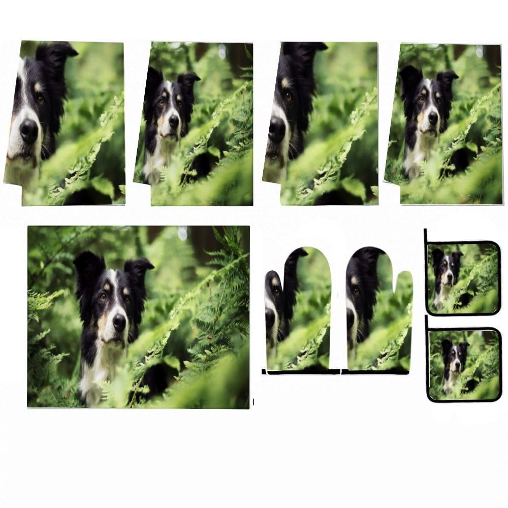 9PCS Cute Border Collie1 Cucina Decor e Accessori Set