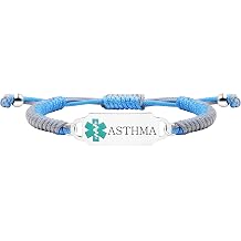 Customizable Medical Alert Bracelet Laser Engraved Emergency ID Stainless Steel Tag, Hypoallergenic Adjustable Two-Tone Handmade Cord, for Daily Wear and Outdoor Activities YA5657