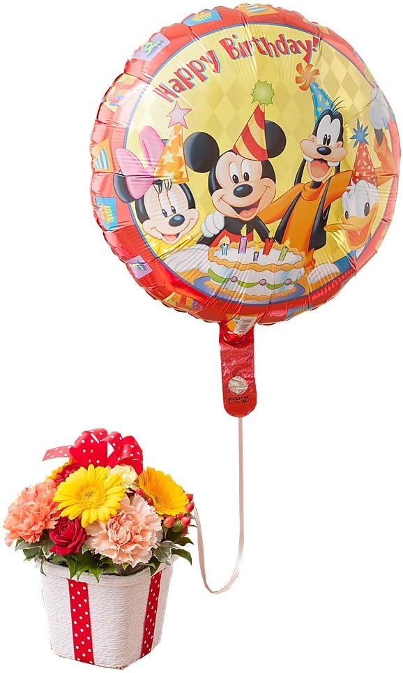 Amazon ディズニー アレンジメントフラワー ぷわぷわバルーン Happy Birthday プーさん フレンズ イイハナ ドットコム フラワーギフト Disney 花 誕生日 記念日 お祝い フラワーアレンジメント オンライン通販
