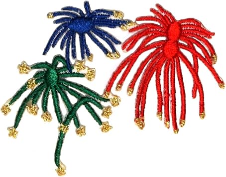 ID 1024 Firework Multicolor Explosion Patch Rocket Embroidered Iron On Applique