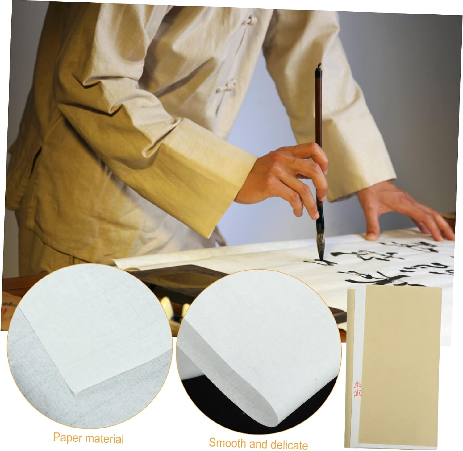 Gogogmee 100sheets Xuan for Chinese Calligraphy Traditional Rice for Painting and Writing Brush Absorbency for Calligraphy and Art Projects