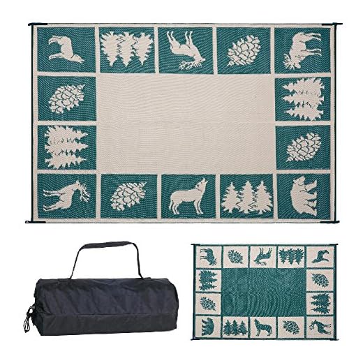 Stylish Camping 229124 9-feet by 12-feet Reversible Mat, Plastic Straw Rug, Large Floor Mat for Outdoors, RV, Patio, Backyard, Picnic, Beach, Camping - Hunter Mat (Green/Beige)