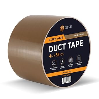 GTSE Wide Duct Tape, Brown, 4 Inches x 55 Yards 164 ft, Heavy Duty, Waterproof Repair Tape for Indoor or Outdoor Use, 1 Roll