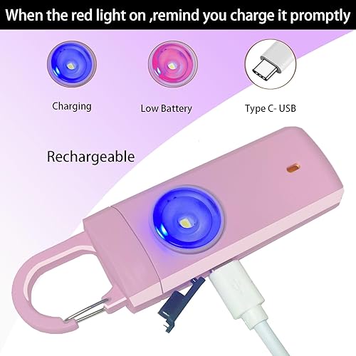 Miniatura 4 de FA FIGHTART Alarma personal recargable para mujeres, regalos de cumpleaños de Navidad para estudiantes, niños, niñas, ancianos, alarma de sirena