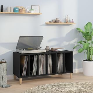 Gabinetes y estantes de almacenamiento de medios, color negro, 100 x 38 x 48 cm, madera de ingeniería