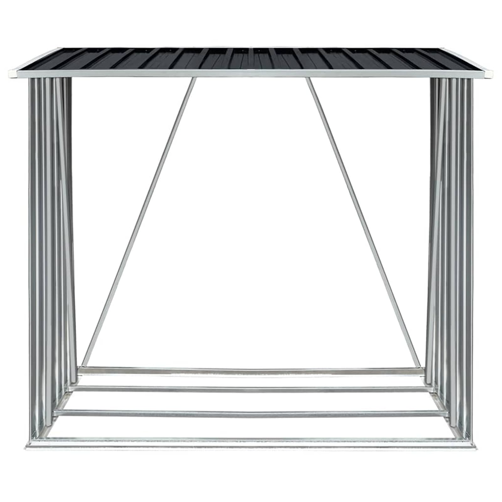 Gecheer Leñero de Acero Galvanizado 2m³, Estable y Resistente, Fácil Montaje, Color Gris Antracita Modelo YHSLRZJ-47091ES
