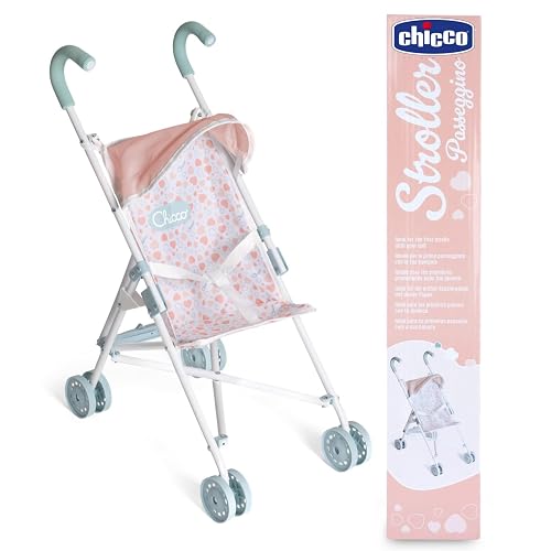 Chicco Cochecito para Muñecas My First Doll, para niños a Partir de 3 años, Cochecito de Juguete con 4 Ruedas, Ligero y fácil de Plegar, Asiento de Tela y Capota Plegable