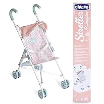 Chicco Passeggino per bambole My First Doll, Per bambini a partire dai 3 anni, Passeggino giocattolo con 4 ruote, Leggero e facile da piegare, Seduta in tessuto e cappottina ripiegabile