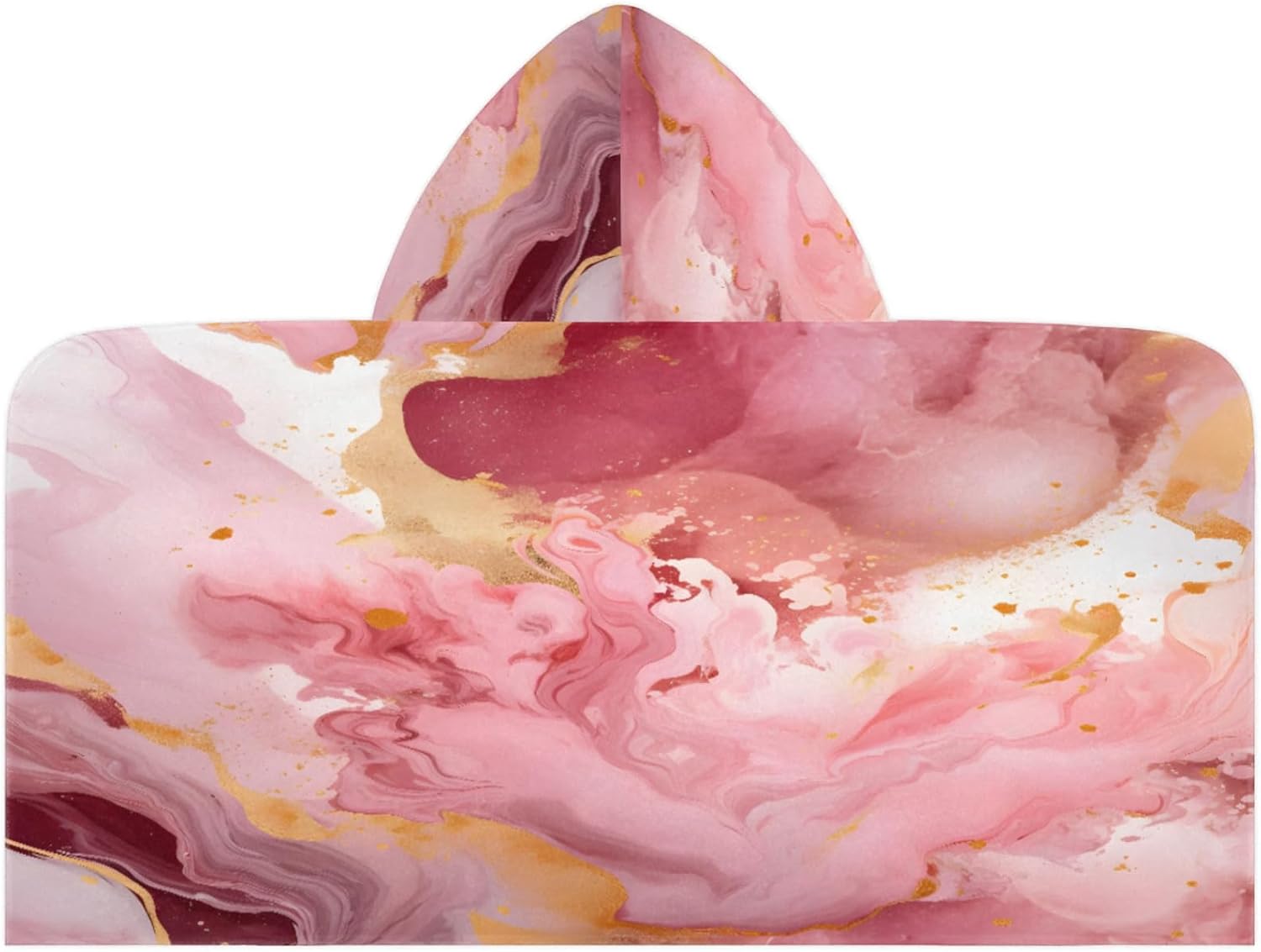 Pink Marble Print Hooded Towels for Kids Absorbent Soft Pool Swim Beach Bath Towel for Boys Girls, 24 in x 50 in