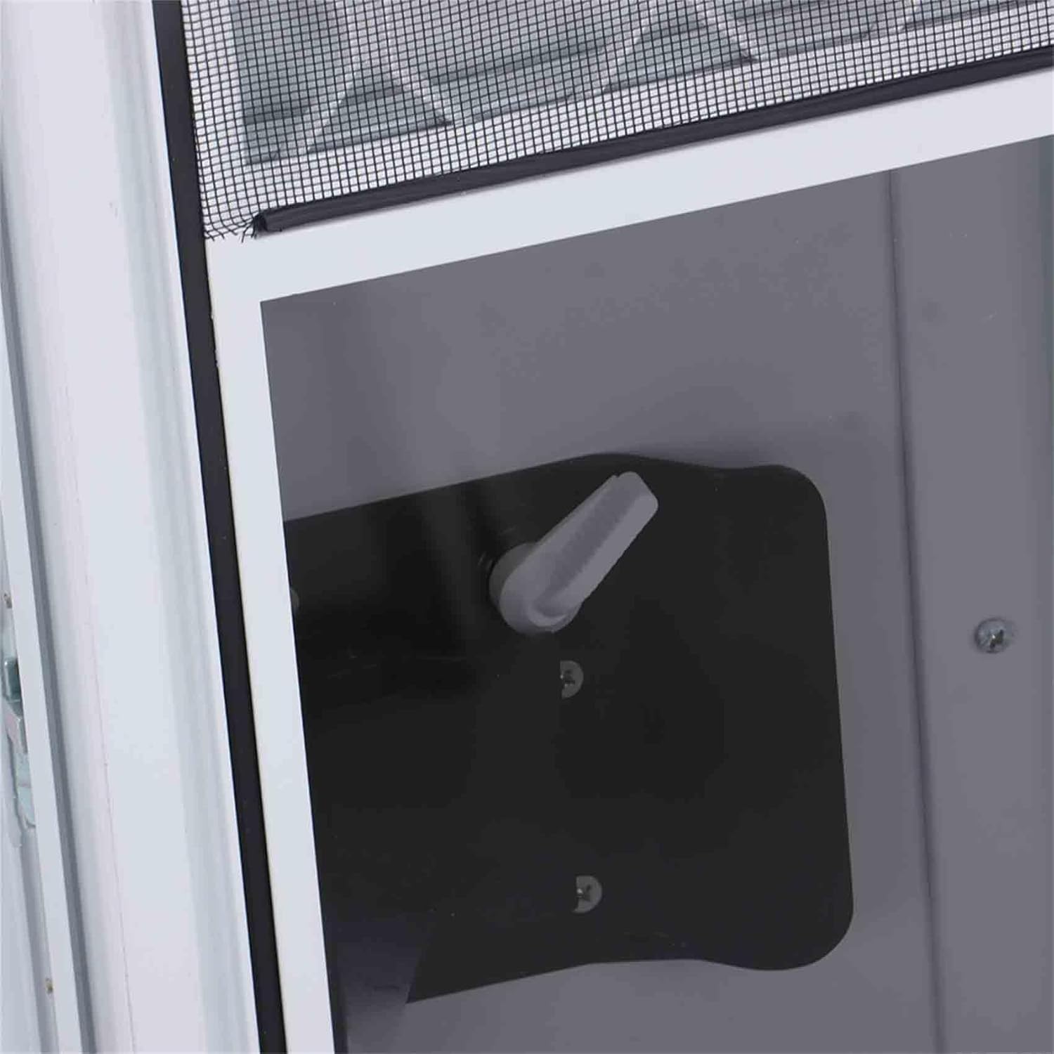 labwork Driver RV Entry Door with Radius Corners on Top and Square Bottom with Screen Door and Window 26(W) × 32(H) White