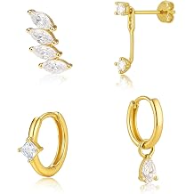 14K Earrings for Women Hoop Earrings Dainty Earring Stacks Hypoallergenic Simple Cartilage Earring Sets for Multiple Piercing Jewelry