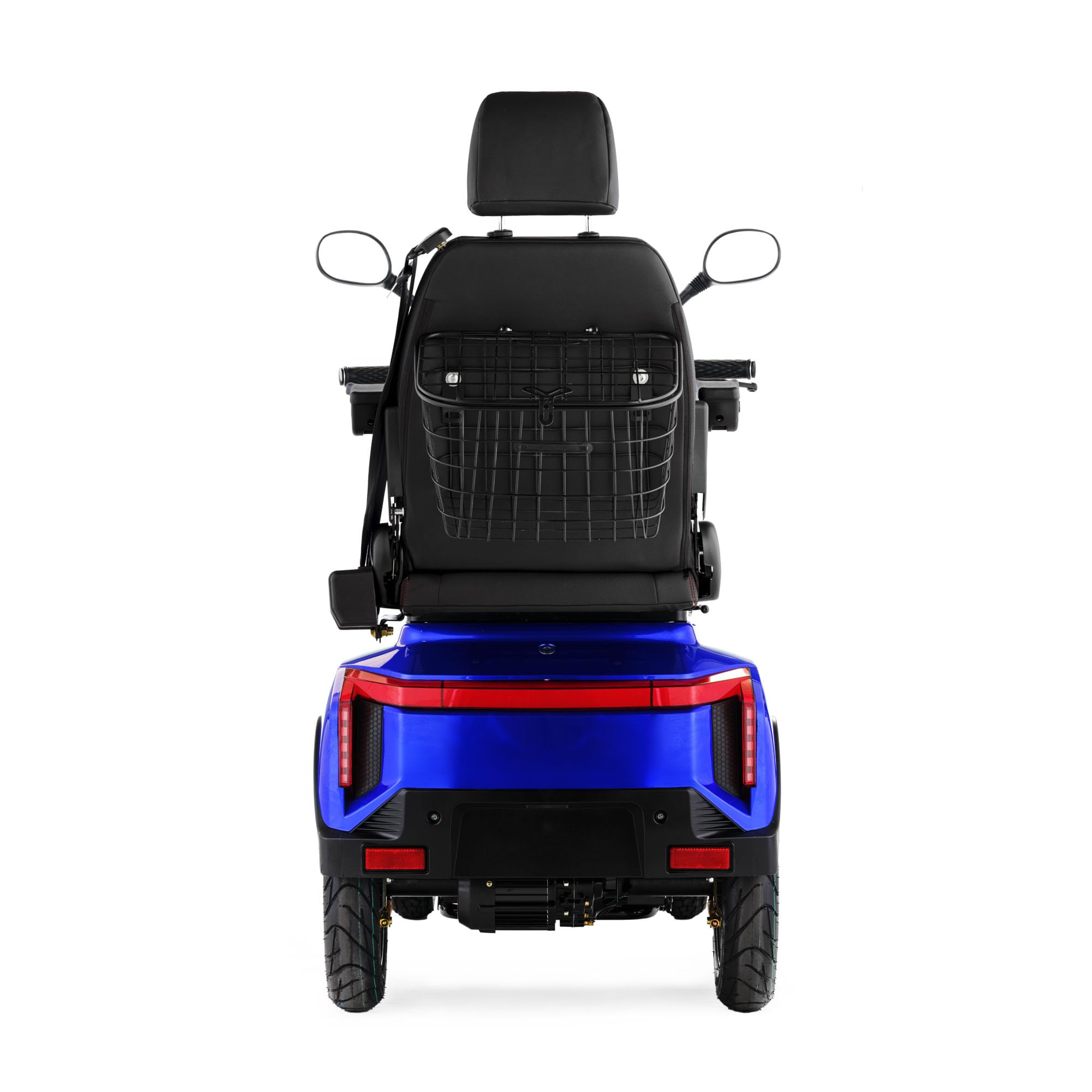 VELECO Gravis - dispositivo de movilidad en las 4 ruedas - asiento tipo capitán con respaldo - batería de iones de litio extraíble - ensamblado y listo para conducir - iluminación LED (Azul)