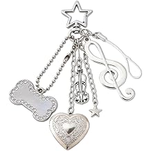 Music Keychain Bag Charms - Cute Guitar Heart Locket Purse Charm Y2K Key Chain Bags Accessories Women Birthday Gifts