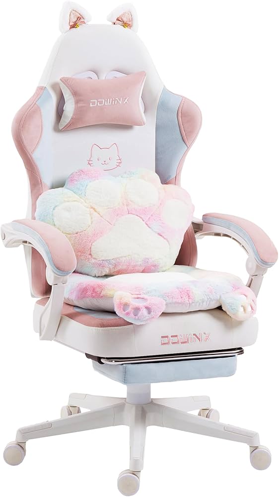 Amazon.co.jp: Dowinx ゲーミングチェア 猫の肉球クッション 猫耳