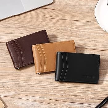 Portafoglio Bifold Uomo In Similpelle Nera, Con Tasche Per Carte E Foto, Sottile