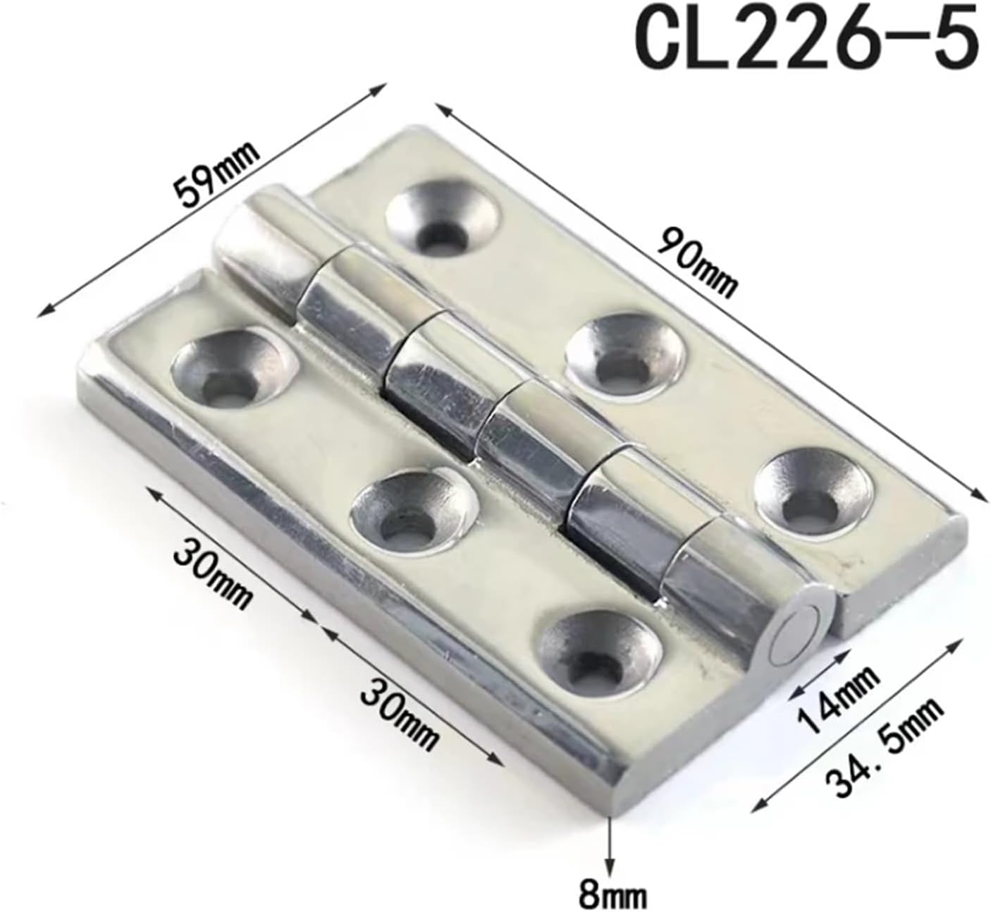 Stainless Steel Hinge Hexagonal Stud Distribution Thickened Cabinet Heavy-Duty 1Pcs(2PCS-Drawing-5)