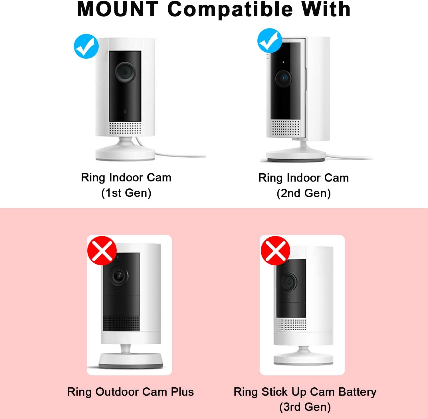 SZAOYU 3-Pack Drill-Free Adhesive wall Mount for Ring Indoor Cam (1st Gen and 2nd Gen) Bracket Stand