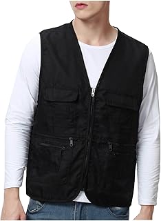 NUSGEAR Chaleco de Verano para Hombre, Chaleco hombre con Múltiples bolsillos Trabajo Al Aire Libre Ligero Deportivos Camiseta Sin Mangas Cámping Casual