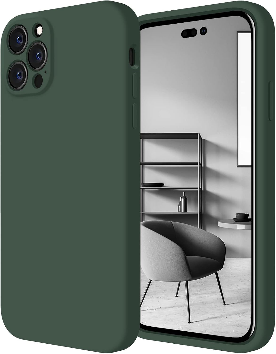 FireNova Designed for iPhone 14 Pro Case, Silicone Upgraded [Camera Protection] Phone Case with [2 Screen Protectors], Soft Anti-Scratch Microfiber Lining Inside, 6.1 inch, Green