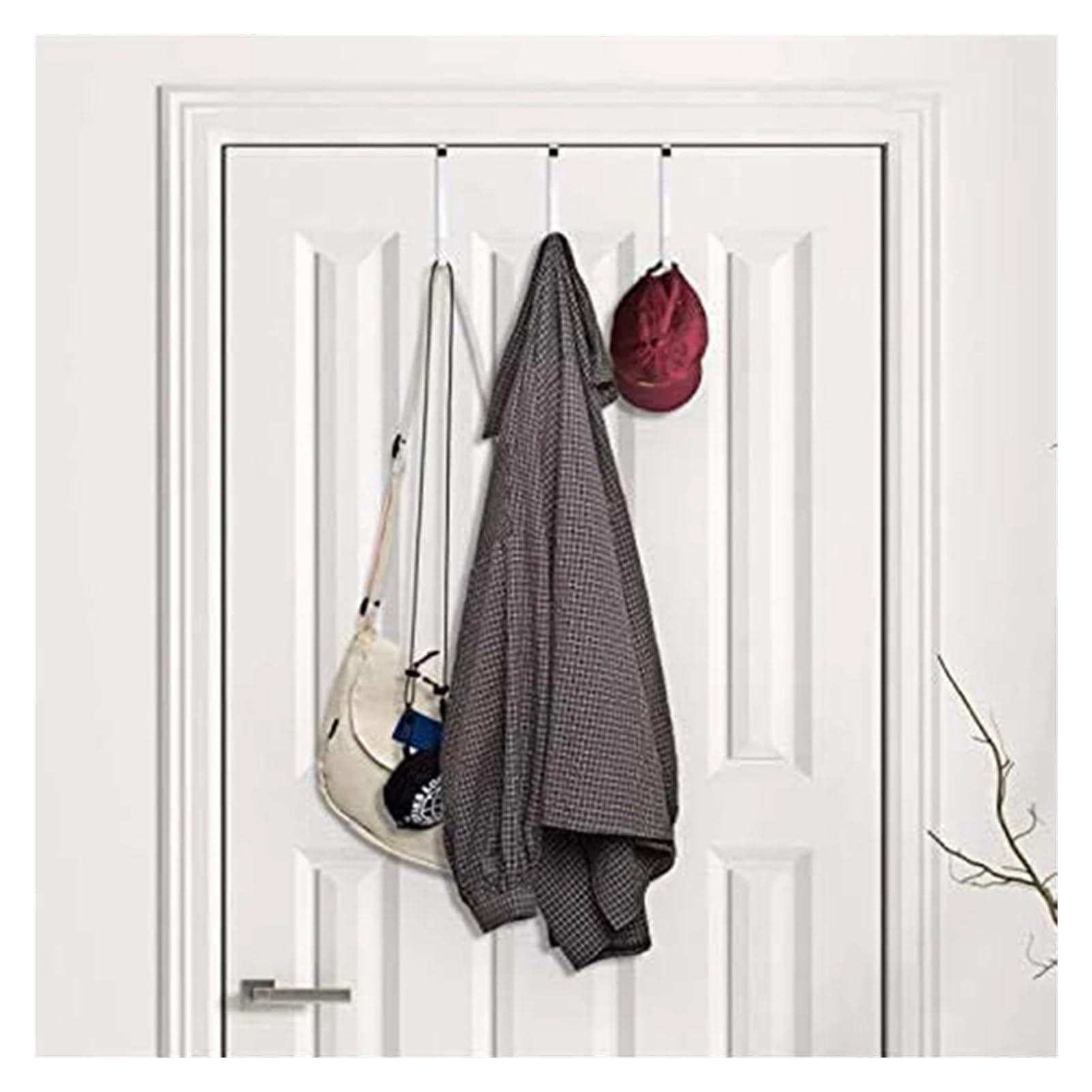 Ganchos para colgar en la puerta Ganchos for colgar ropa sobre la puerta, 6 unidades, superficie de goma suave que evita arañazos, gancho for puerta de baño, color negro