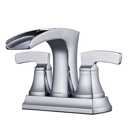 Lexdale Waterfall Bathroom Faucet Vanity Bathroom Sink Faucet Chrome Centerset Brass 2 Handles Lavatory Bath Faucet with Pop up Drain and Supply Lines