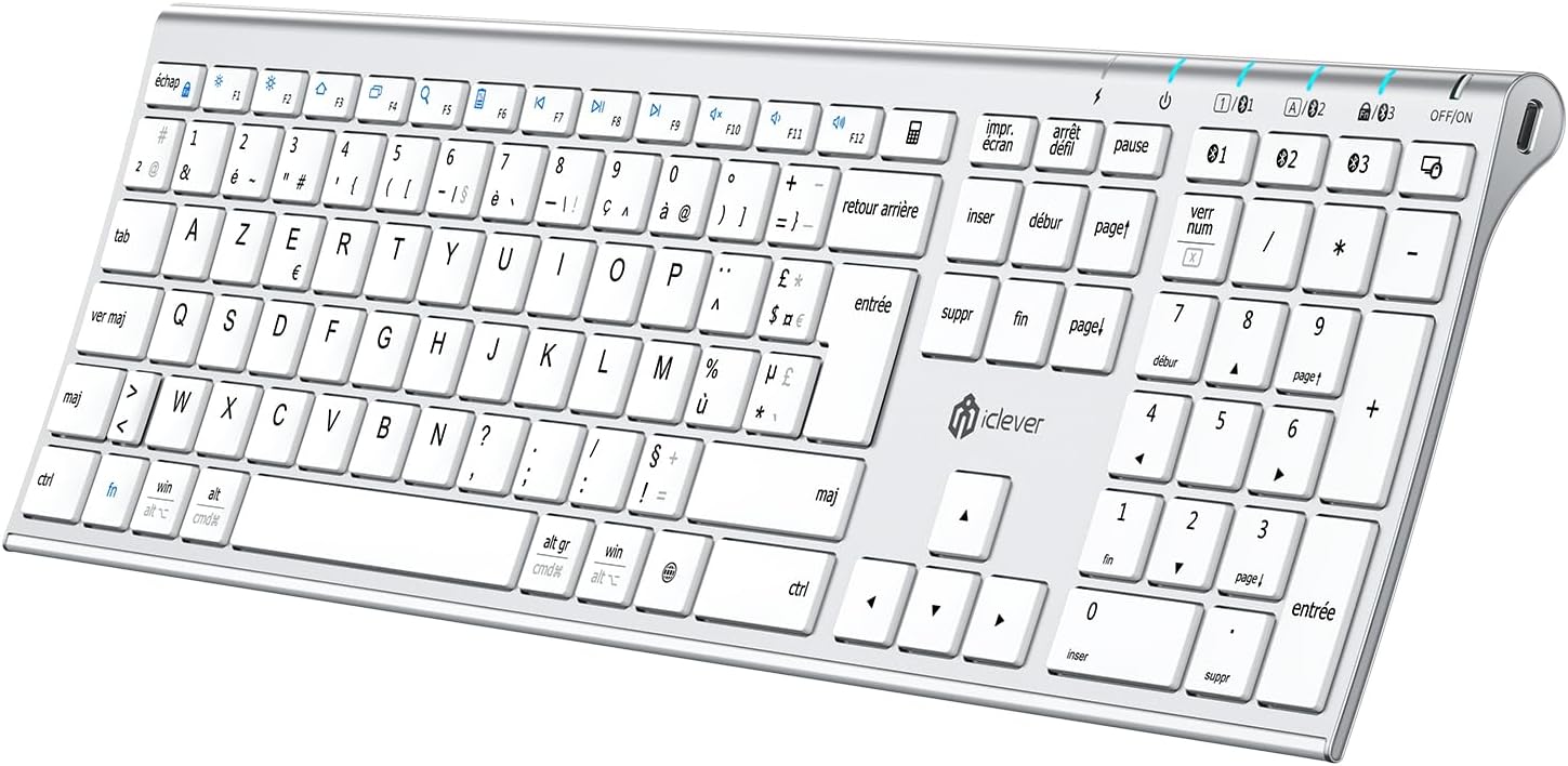 iClever BK23 AZERTY Bluetooth Wireless Keyboard