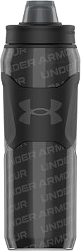 Under Armour 28oz Playmaker Squeeze Insulated 2 - Sports Water Jug, Leak Resistant for Baseball, Football & More, Black