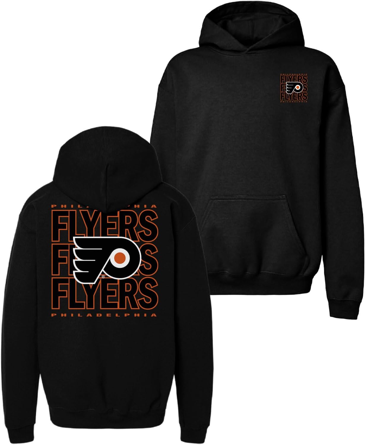 Blue 84 Kids' NHL Officially Licensed Youth Hooded Sweatshirt Front/Back Curl Team Color