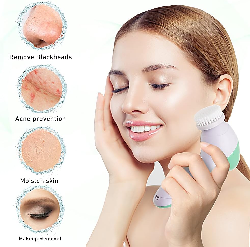 face scrubber [Newest 2021],Tdnrqy Waterproof Facial Cleansing 4 in Brush + 1 Beauty care masserfor Deep Cleansing, Gentle Exfoliating, Removing Blackhead, skin care : Beauty & Personal Care