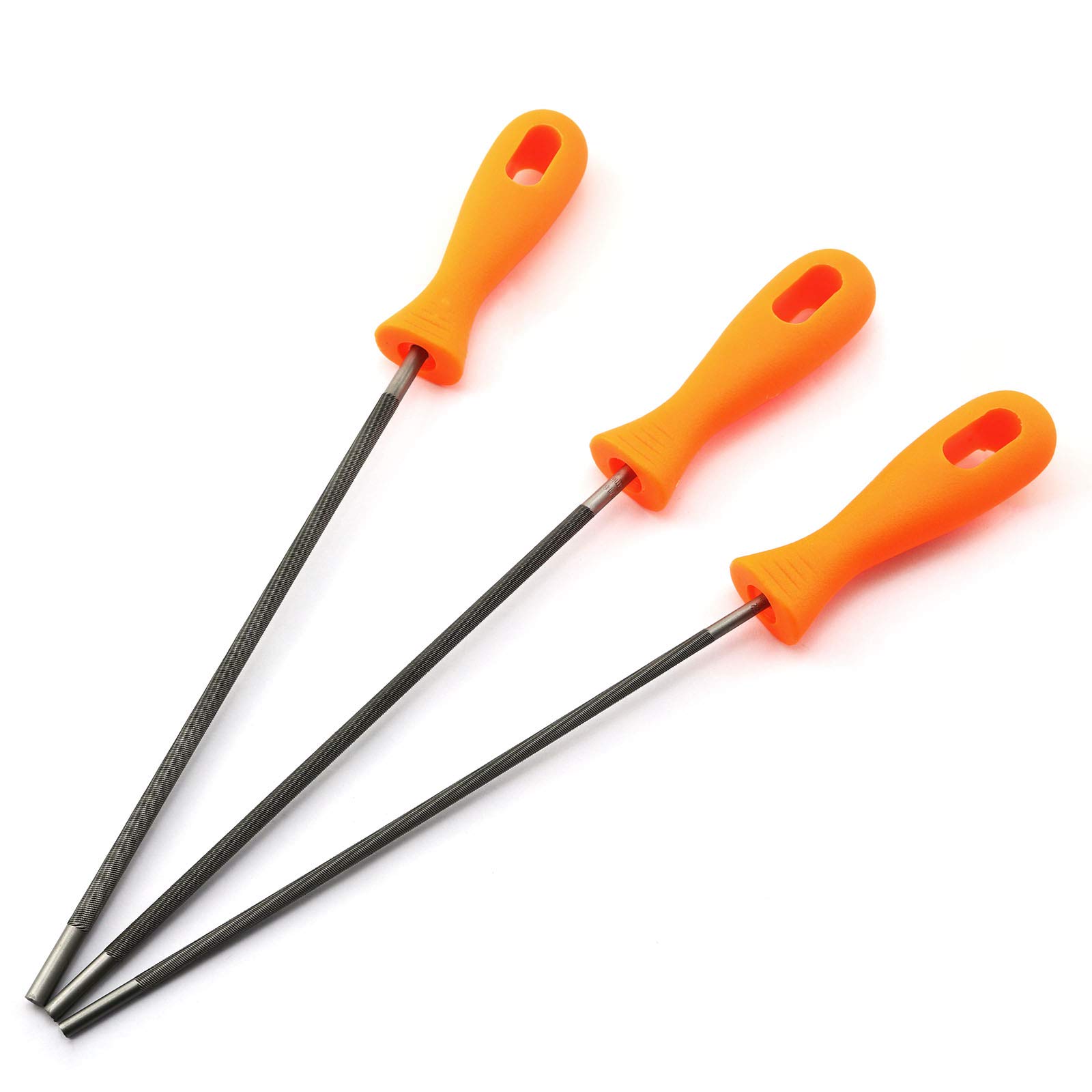 heyous 3 unids 5/32 pulgadas motosierra cadena afilar archivo conjunto motosierra archivos sacapuntas con mango plástico herramientas manuales carpintería