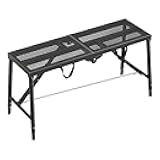 Elitix 4 5 6 Ft Folding Scaffolding Ladder Lifting Platform, Anti-Skid Scaffolds for Construction Household Uneven Ground, Mobile Construction Platform Adjustable(Black,120x30cm(47 1/4