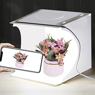 Mini Camera Light Box, Small White Photo Studio Light Box Portable Folding LED Photography Light Tent Kit