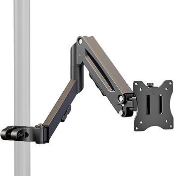 Height Adjustable Pole Mount Monitor Arm for 17"-32" with Gas Spring | Universal Full Motion TV Pole Mount Holds up to 19.8 lbs, VESA 75x75 and 100x100mm, Black