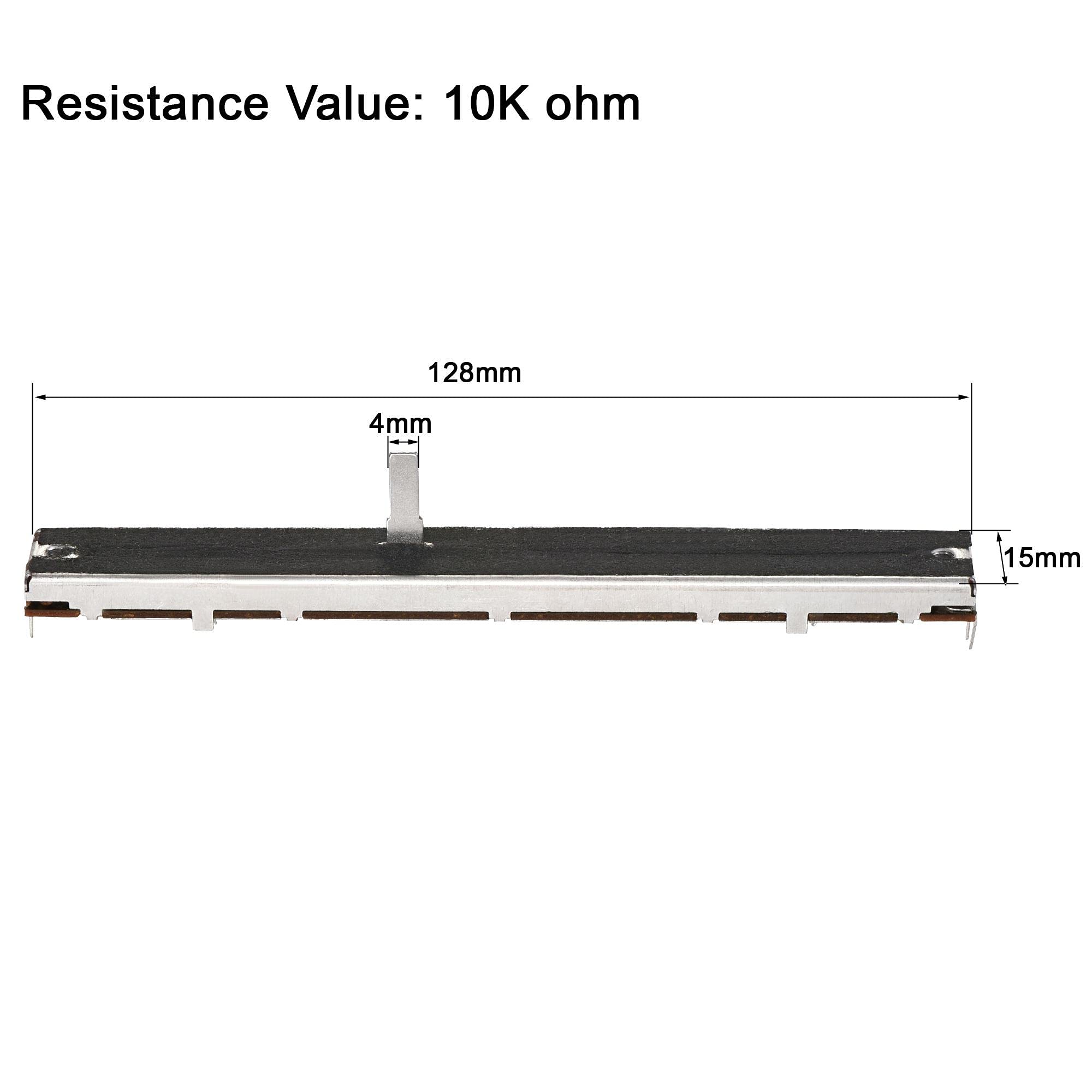 sourcing map Potentiomètre à Glissière Résistance Variable Mélangeur 128mm Droit B10K Ohm Unique Canal Potentiometre à Curseur 2Pcs