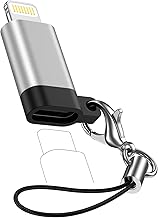 Type C to Lightning Converter, Lost Proof Strap, Type C Lightning Adapter, 27 WPD Rapid Charge/Fast Data Transfer, USB C Female to Lightning Male Connector, Aluminum Alloy Exterior, Type C to