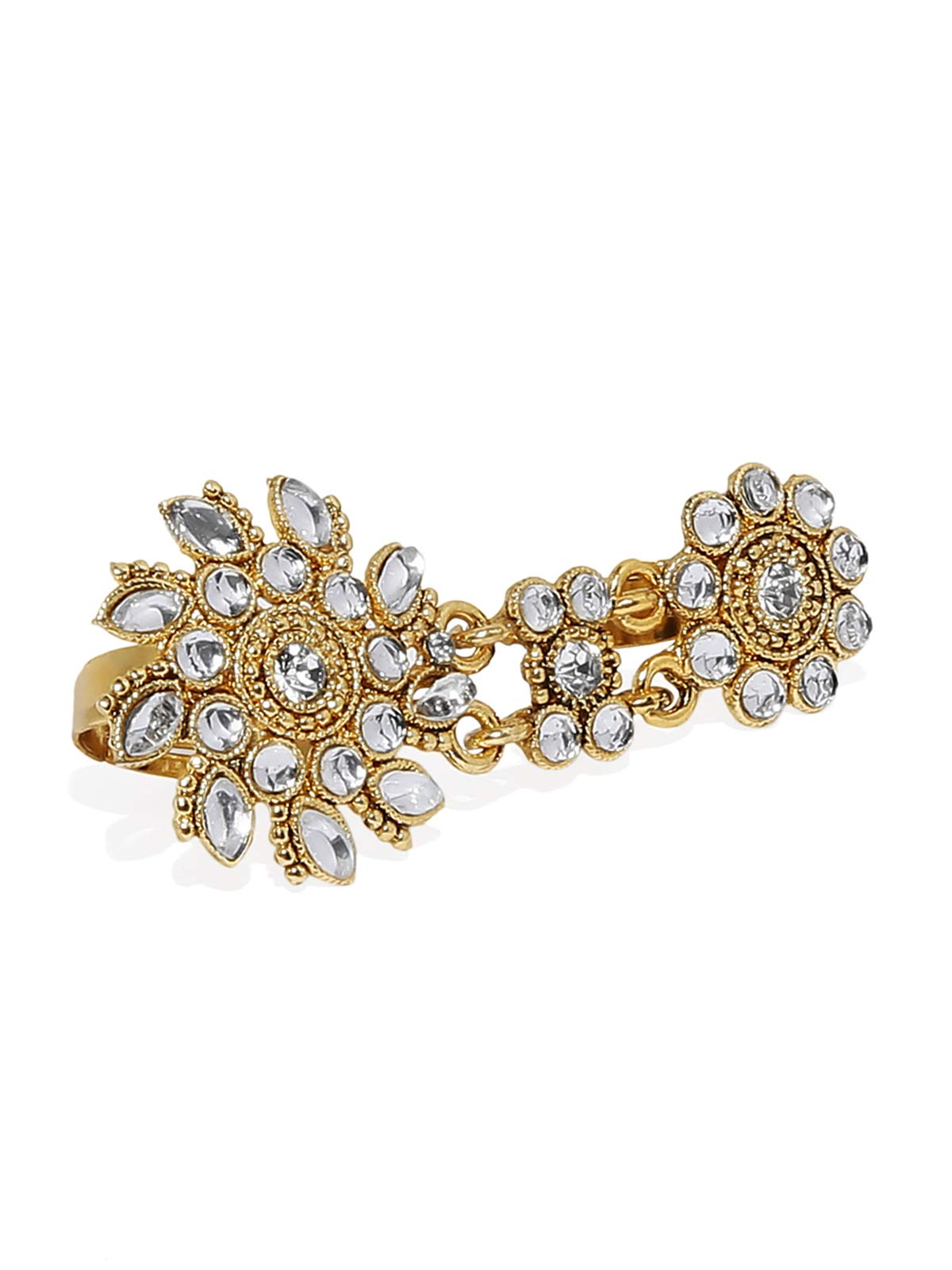 ZAVERI PEARLS Gold Tone Traditional Kundan Dual Adjustable Finger Ring For Women-ZPFK7448 (B07NJJKXJ5) Amazon Price History, Amazon Price Tracker