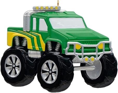 Green Monster Truck Christmas Tree Ornament 2026 Personalized Keepsake