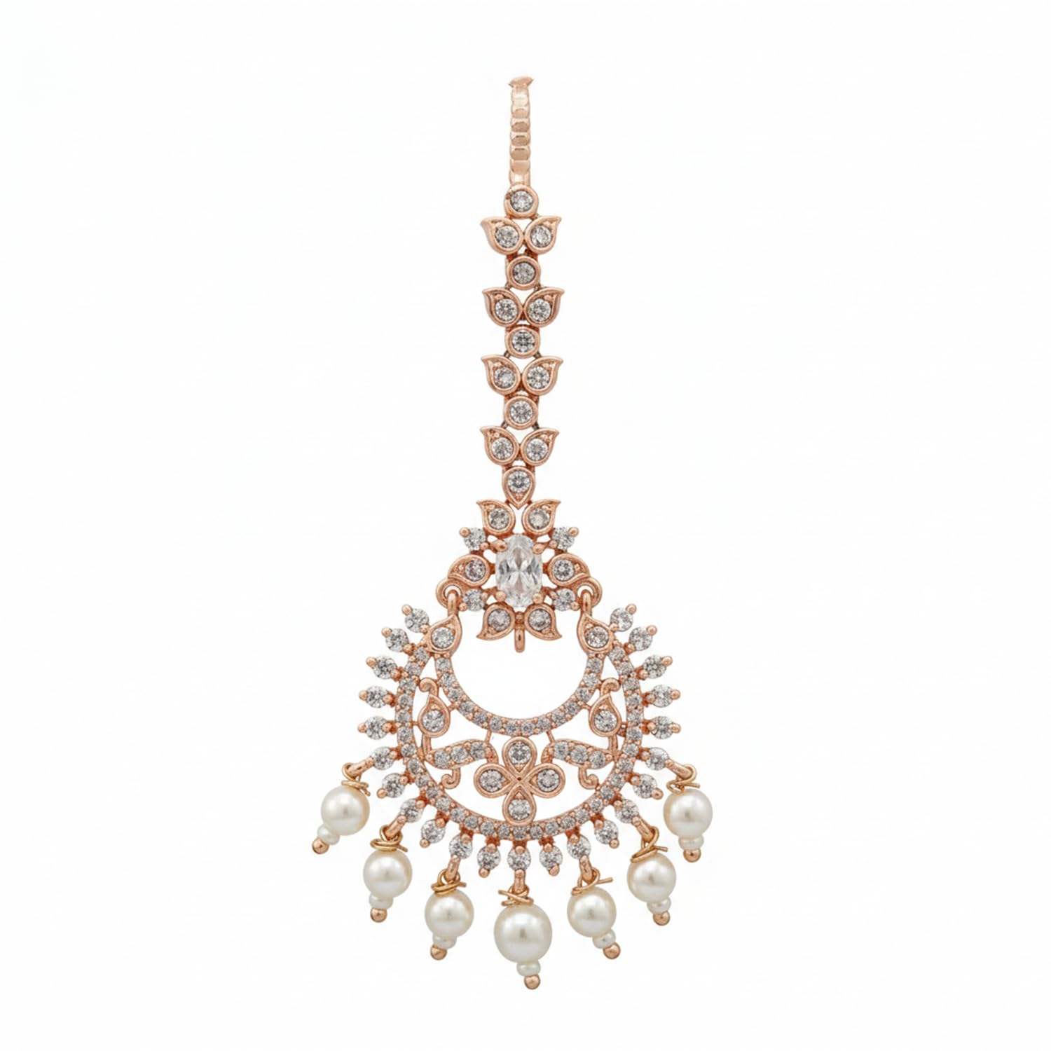 I Jewels Rose Gold Plated Traditional Brass Maang Tikka with CZ Detailing and Pearl Drop Design for Women (T2232W) - Review, Price and Buying Guide