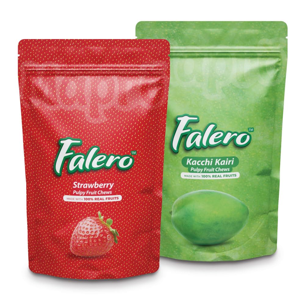 Falero Fruit Chews, 175 gm, 50 Fruit Chews(Pack of 2) (Strawberry & Raw Mango)