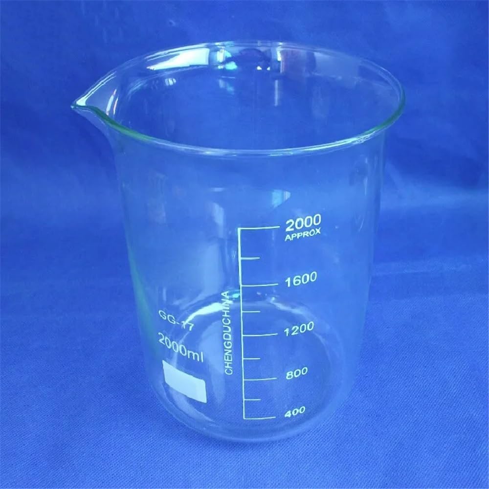 Laborglaswaren Becherglas 2000ml Laborbecher 2000ml niedrige Form mit Teilung und Ausguss 3,3