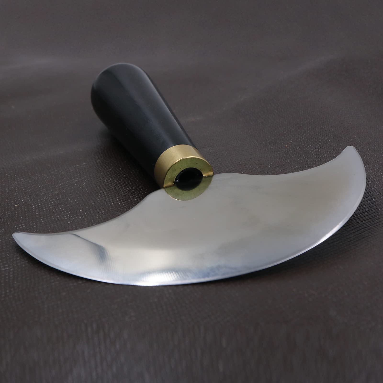 Cuchillo de cabeza redonda de cuero con mango de madera, cuchillo de trabajo de cuero para corte de cuero (grande)