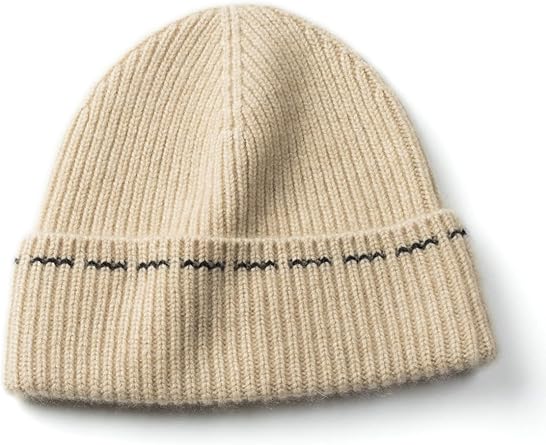 100% Cashmere Beanie Hat for Men Women, Soft Warm Knit Cuffed Beanie, Winter Windproof Knitted Skull Cap Sports Hat