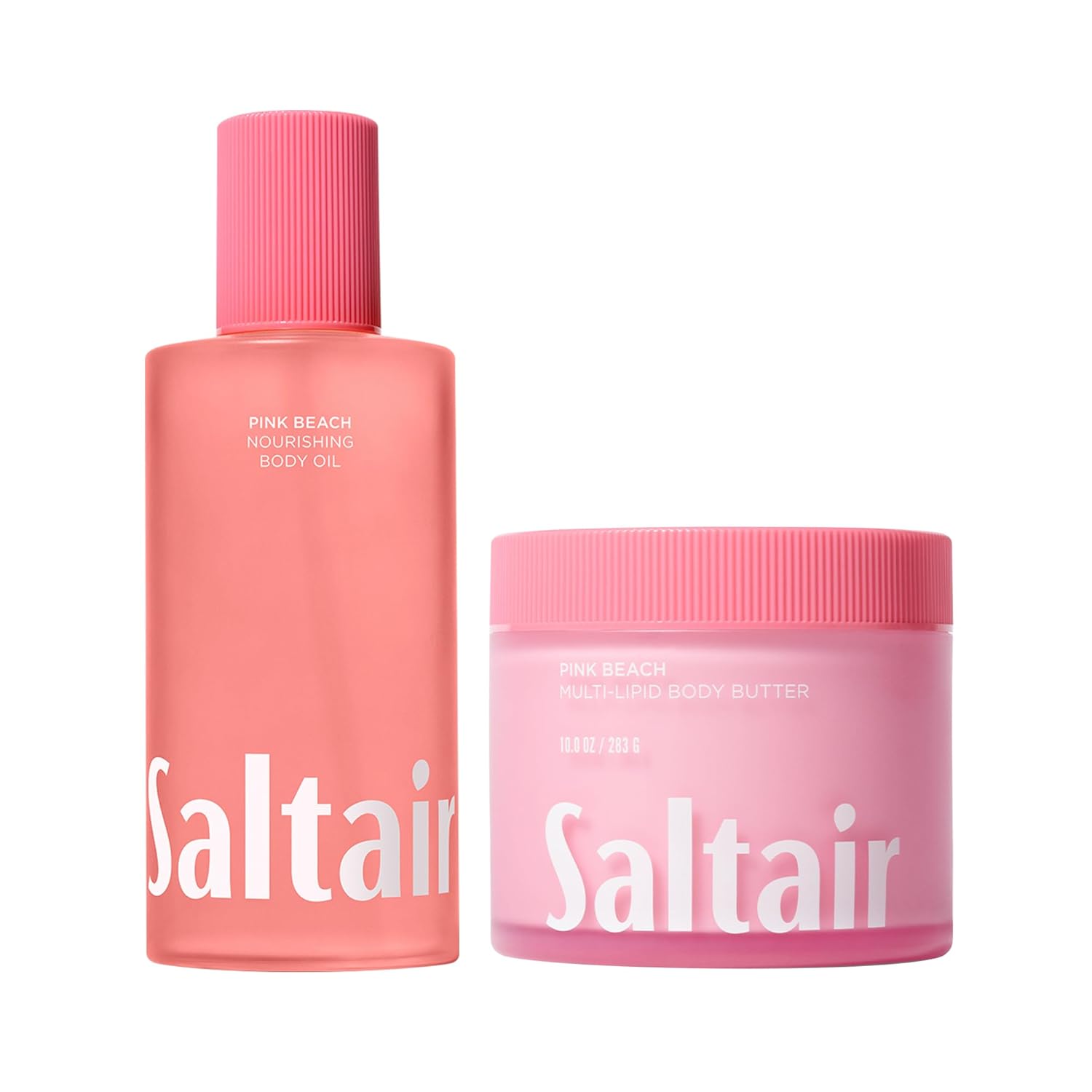 Saltair Pink Beach Hydration Bundle – Jumbo Body Oil (10oz) & Multi-Lipid Body Butter (10oz) | Deep Moisturizing Body Care for Women and Men