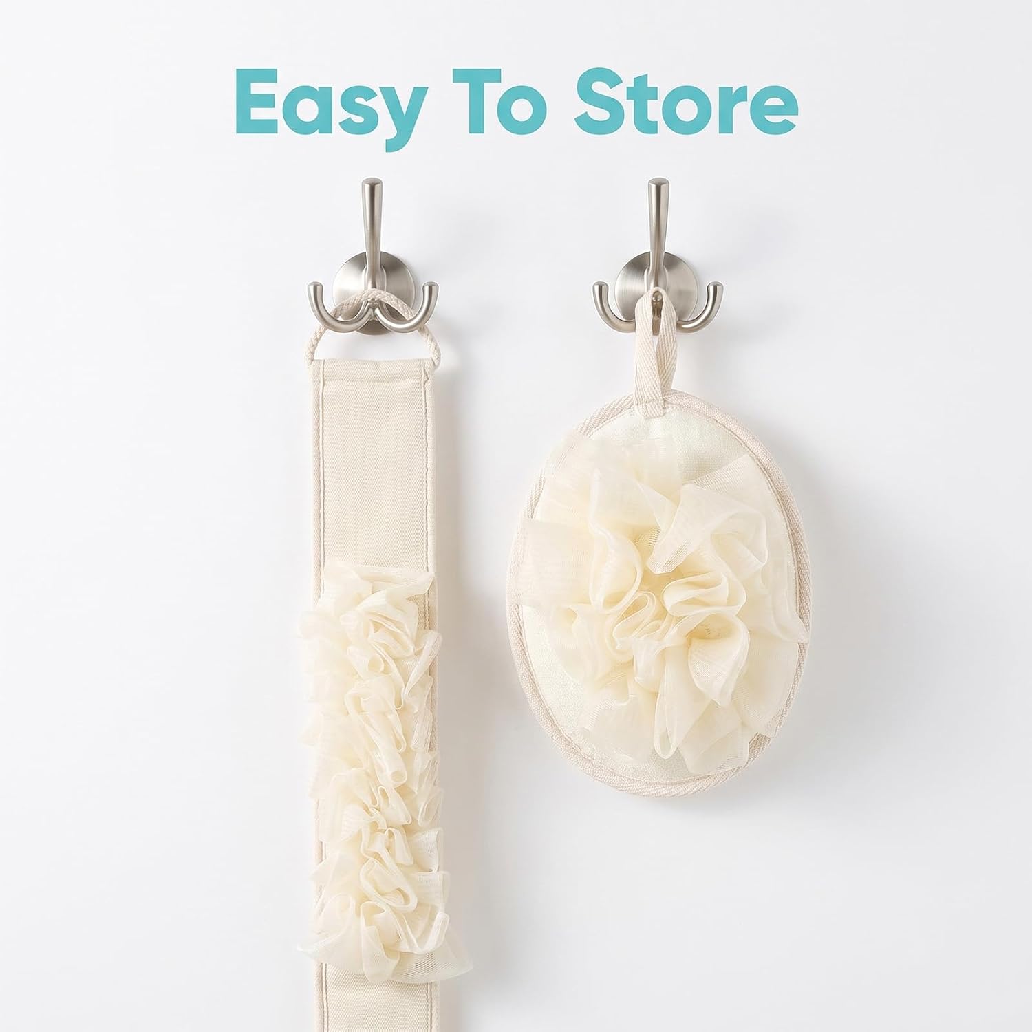 Travel Size Loofah Set with Back Strap, Exfoliating Body Shower Sponge