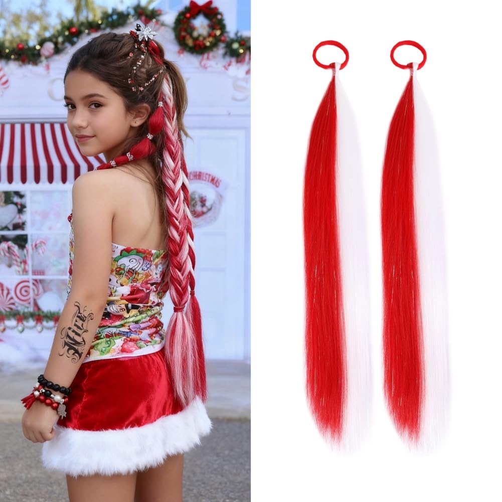 Orange Ponytail Tinsel Extensions for Women Girls Hair Accessories Braiding Synthetic Hair Pieces With Rubber Band Pony tail Festival Halloween Party Wacky Rave Crazy Hair Extensions 20 inch
