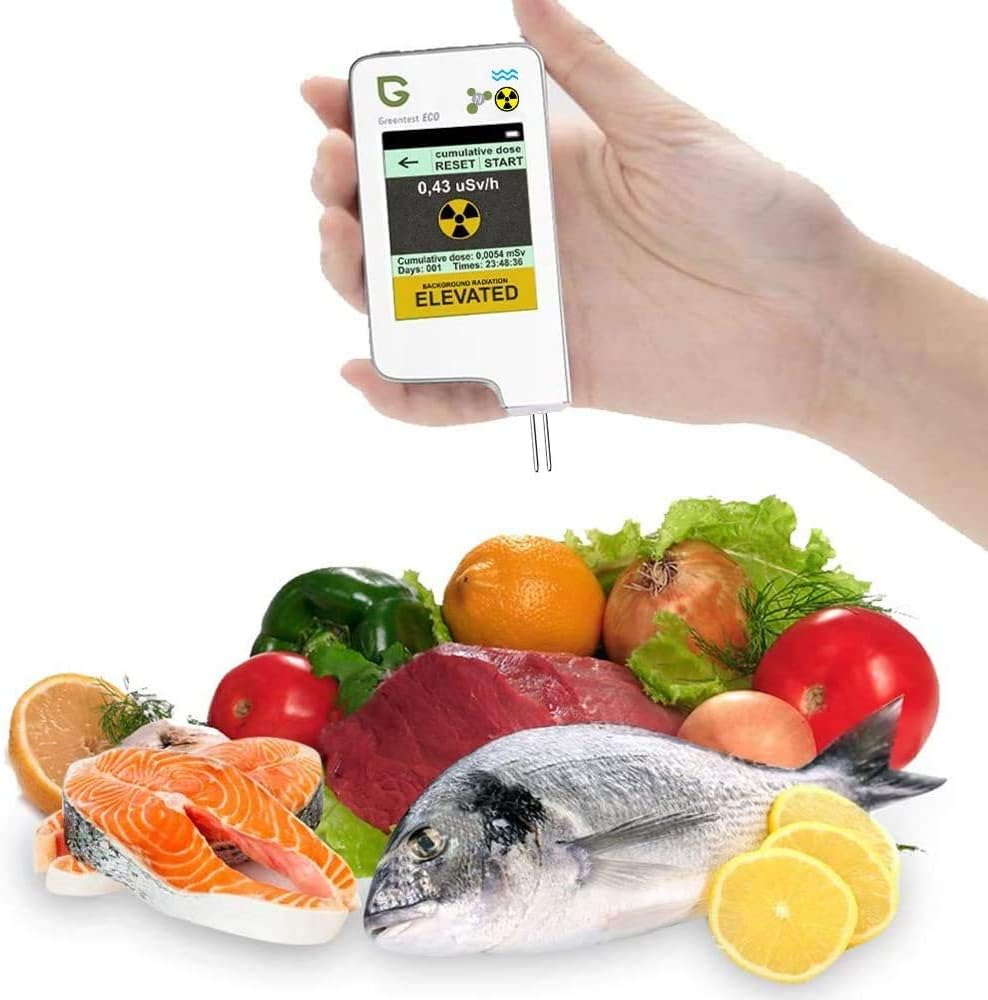 6 in 1 Eco-friendly ECO 5F Food Nitrate Tester High Precision Radiation Detector Gyager Counter Water Quality Meter TDS Hardness PPM Analyzer Dosmeter for Vegetables Fruit Meat Fish Water